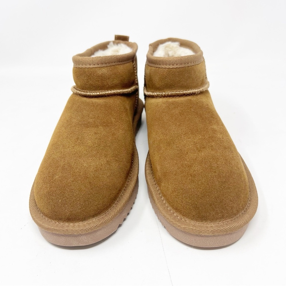 DREAM PAIRS ANKLE MINI BOOTS BROWN SUEDE FAUX FUR LINING WATER RESISTANT 5 NWOT - Picture 6 of 8